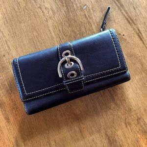 Coach, Genuine leather wallet, black with chrome hardware